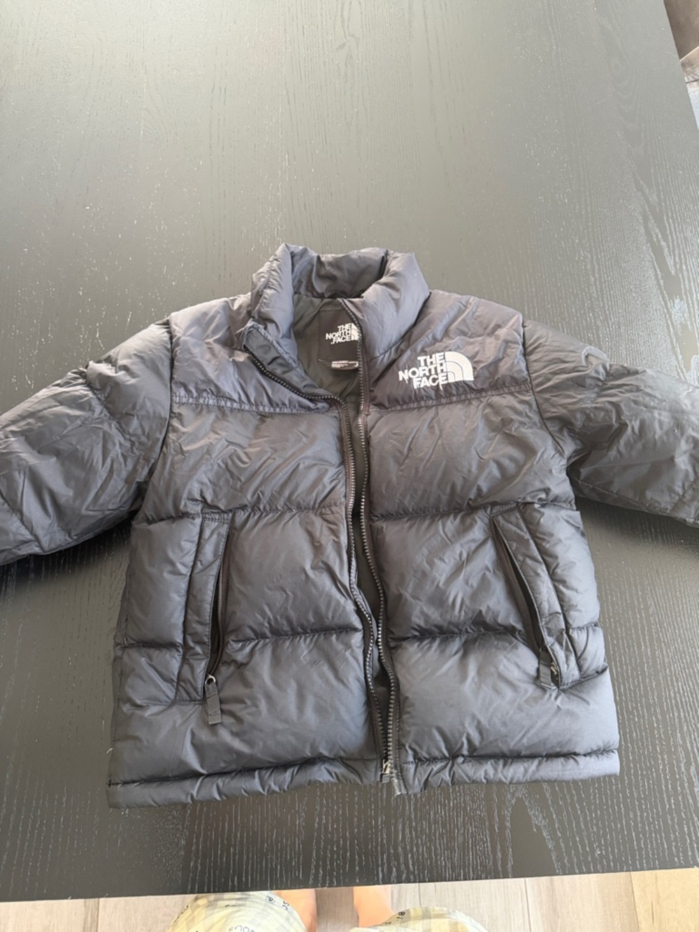 The North Face Kids Black Puffer Jacket with White Logo